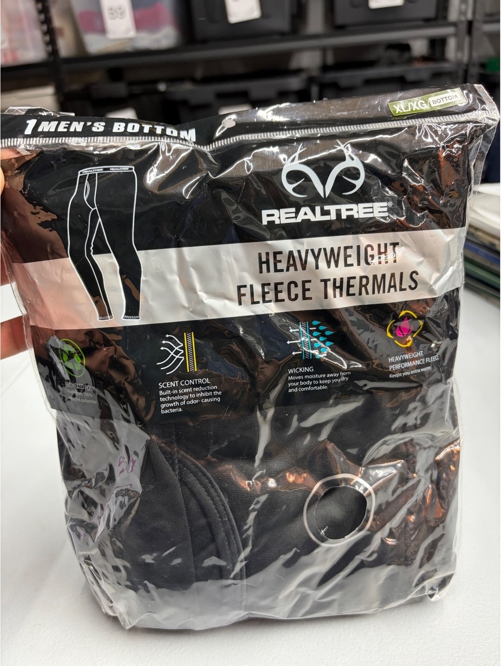 New Realtree Heavyweight Fleece Thermals 1 Men’s Botom Size Xl Black